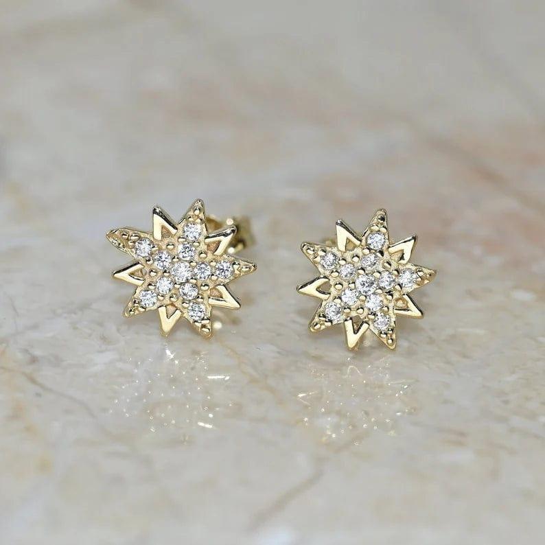 8MM ROUND CUT DAINTY STAR MOISSANITE EARRING FOR WOMEN