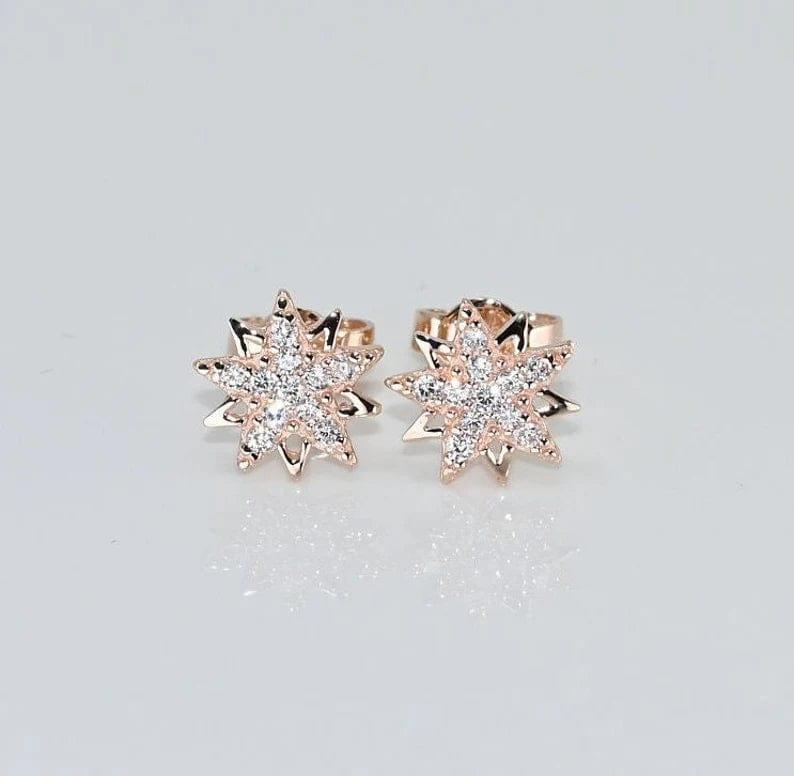 8MM ROUND CUT DAINTY STAR MOISSANITE EARRING FOR WOMEN