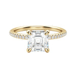 Load image into Gallery viewer, HERA ACCENTED ASSCHER CUT MOISSANITE ENGAGEMENT RING