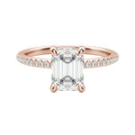 Load image into Gallery viewer, HERA ACCENTED EMERALD CUT MOISSANITE ENGAGEMENT RING