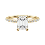 Load image into Gallery viewer, HERA ACCENTED EMERALD CUT MOISSANITE ENGAGEMENT RING