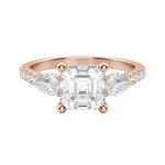 Load image into Gallery viewer, LILY ACCENTED ASSCHER CUT MOISSANITE ENGAGEMENT RING