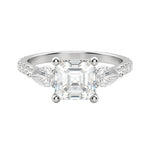 Load image into Gallery viewer, LILY ACCENTED ASSCHER CUT MOISSANITE ENGAGEMENT RING