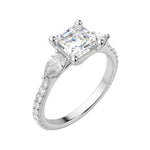 Load image into Gallery viewer, LILY ACCENTED ASSCHER CUT MOISSANITE ENGAGEMENT RING