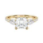 Load image into Gallery viewer, LILY ACCENTED ASSCHER CUT MOISSANITE ENGAGEMENT RING