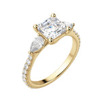Load image into Gallery viewer, LILY ACCENTED ASSCHER CUT MOISSANITE ENGAGEMENT RING