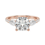 Load image into Gallery viewer, LILY ACCENTED CUSHION CUT MOISSANITE ENGAGEMENT RING