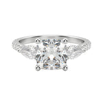 Load image into Gallery viewer, LILY ACCENTED CUSHION CUT MOISSANITE ENGAGEMENT RING