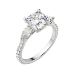 Load image into Gallery viewer, LILY ACCENTED CUSHION CUT MOISSANITE ENGAGEMENT RING