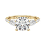 Load image into Gallery viewer, LILY ACCENTED CUSHION CUT MOISSANITE ENGAGEMENT RING