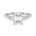 Load image into Gallery viewer, LILY ACCENTED EMERALD CUT MOISSANITE ENGAGEMENT RING
