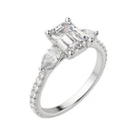 Load image into Gallery viewer, LILY ACCENTED EMERALD CUT MOISSANITE ENGAGEMENT RING