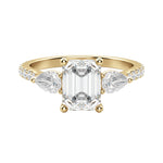 Load image into Gallery viewer, LILY ACCENTED EMERALD CUT MOISSANITE ENGAGEMENT RING
