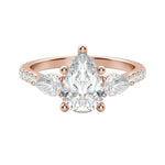 Load image into Gallery viewer, LILY ACCENTED PEAR CUT MOISSANITE ENGAGEMENT RING