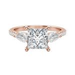 Load image into Gallery viewer, LILY ACCENTED PRINCESS CUT MOISSANITE ENGAGEMENT RING