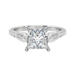 Load image into Gallery viewer, LILY ACCENTED PRINCESS CUT MOISSANITE ENGAGEMENT RING