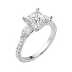 Load image into Gallery viewer, LILY ACCENTED PRINCESS CUT MOISSANITE ENGAGEMENT RING
