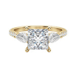 Load image into Gallery viewer, LILY ACCENTED PRINCESS CUT MOISSANITE ENGAGEMENT RING
