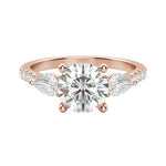 Load image into Gallery viewer, LILY ACCENTED ROUND CUT MOISSANITE ENGAGEMENT RING