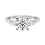 Load image into Gallery viewer, LILY ACCENTED ROUND CUT MOISSANITE ENGAGEMENT RING