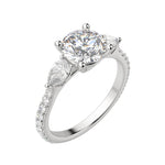 Load image into Gallery viewer, LILY ACCENTED ROUND CUT MOISSANITE ENGAGEMENT RING