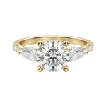 Load image into Gallery viewer, LILY ACCENTED ROUND CUT MOISSANITE ENGAGEMENT RING