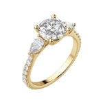 Load image into Gallery viewer, LILY ACCENTED ROUND CUT MOISSANITE ENGAGEMENT RING