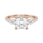 Load image into Gallery viewer, RHEA ACCENTED ASSCHER CUT MOISSANITE ENGAGEMENT RING