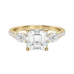 Load image into Gallery viewer, RHEA ACCENTED ASSCHER CUT MOISSANITE ENGAGEMENT RING