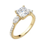 Load image into Gallery viewer, RHEA ACCENTED ASSCHER CUT MOISSANITE ENGAGEMENT RING