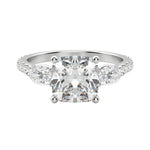 Load image into Gallery viewer, RHEA ACCENTED CUSHION CUT MOISSANITE ENGAGEMENT RING