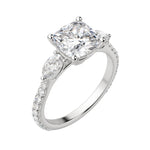 Load image into Gallery viewer, RHEA ACCENTED CUSHION CUT MOISSANITE ENGAGEMENT RING