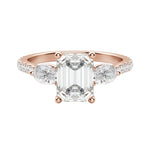 Load image into Gallery viewer, RHEA ACCENTED EMERALD CUT MOISSANITE ENGAGEMENT RING