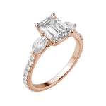 Load image into Gallery viewer, RHEA ACCENTED EMERALD CUT MOISSANITE ENGAGEMENT RING