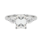 Load image into Gallery viewer, RHEA ACCENTED EMERALD CUT MOISSANITE ENGAGEMENT RING