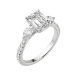 Load image into Gallery viewer, RHEA ACCENTED EMERALD CUT MOISSANITE ENGAGEMENT RING
