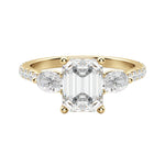 Load image into Gallery viewer, RHEA ACCENTED EMERALD CUT MOISSANITE ENGAGEMENT RING