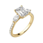 Load image into Gallery viewer, RHEA ACCENTED EMERALD CUT MOISSANITE ENGAGEMENT RING