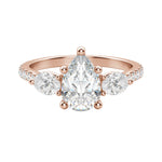 Load image into Gallery viewer, RHEA ACCENTED PEAR CUT MOISSANITE ENGAGEMENT RING