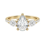 Load image into Gallery viewer, RHEA ACCENTED PEAR CUT MOISSANITE ENGAGEMENT RING