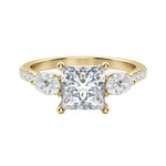 Load image into Gallery viewer, RHEA ACCENTED PRINCESS CUT MOISSANITE ENGAGEMENT RING