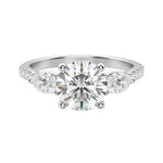 Load image into Gallery viewer, RHEA ACCENTED ROUND CUT MOISSANITE ENGAGEMENT RING