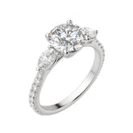 Load image into Gallery viewer, RHEA ACCENTED ROUND CUT MOISSANITE ENGAGEMENT RING