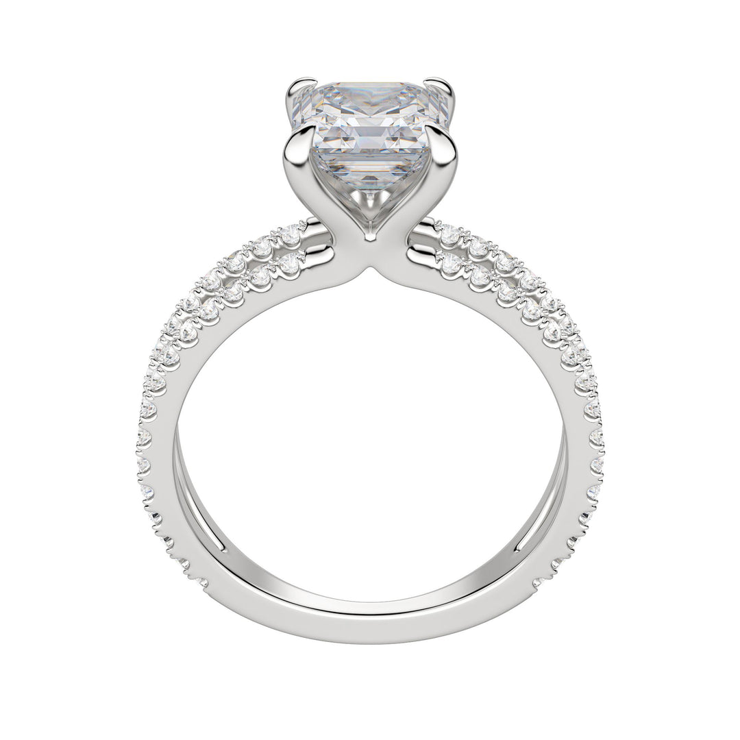 DUET ACCENTED ASSCHER CUT MOISSANITE ENGAGEMENT RING