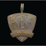 Load image into Gallery viewer, ALL BOUT PAPER BIG LUXURY BAGUETTE & ROUND MOISSANITE DIAMOND ABP ICED OUT PENDANT