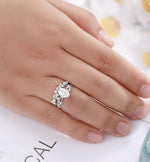 Load image into Gallery viewer, ANTIQUE 1.00CT OVAL CUT BRANCH LEAF ROSE GOLD ANNIVERSARY MOISSANITE RING SET