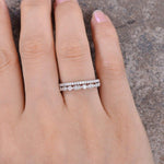 Load image into Gallery viewer, ART DECO MILGRAIN ETERNITY STACKING BAND SIMPLE WEDDING BAND
