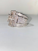 Load image into Gallery viewer, BAGUETTE CROSS MEN’S ICE OUT 5X LAYERED DIAMOND MOISSANITE DESIGNER BIG RING