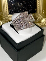 Load image into Gallery viewer, BAGUETTE CROSS MEN’S ICE OUT 5X LAYERED DIAMOND MOISSANITE DESIGNER BIG RING