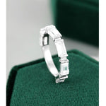 Load image into Gallery viewer, BAGUETTE VINTAGE BAR SET WHITE GOLD UNIQUE MOISSANITE BAND PROMISE GIFT FOR WOMEN